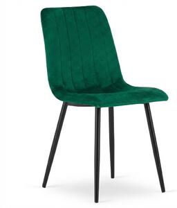 Sötétzöld bársonyszék LAVA BOTTLE GREEN fekete lábakkal