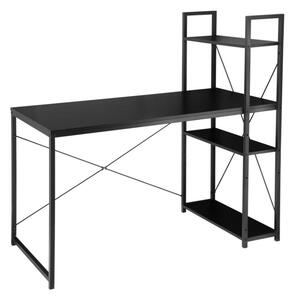 Íróasztal polccal LOFTY 120x60 cm, fekete