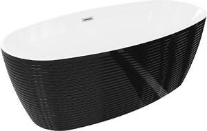 Mexen Lira szabadon álló kád 170 x 80 cm, fehér/ fekete, átfolyó kefélt nikkel - 52831708075-97