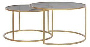 Aranyszínű kerek üveg dohányzóasztal szett 2 db-os ø 75 cm Duarte - Light & Living