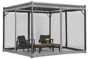 Antracit Malaga 3x4m-es terasz pergola szúnyoghálóval Garden Point