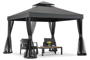 Antracit kerti pavilon szúnyoghálóval Valencia 3x3 m Garden Point