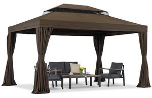 Barna kerti pavilon függönyökkel Valencia 3x3m Garden Point