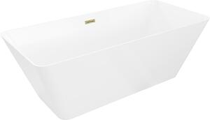 Mexen Velo Slim szabadon álló kád 170 x 75 cm, fehér, arany túlfolyó - 52811707500-50