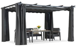 Barbados 3x3 m-es terasz pergola Garden Point antracit függönyökkel