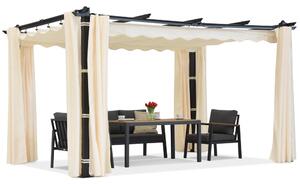 Barbados 3x3 m terasz pergola Garden Point függönyökkel antracit bézs színben