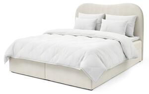 AMBRA LUX kárpitozott boxspring ágy ágyneműtartóval 160x200 - krémszín