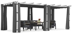 Barbados terasz pergola 3x6 m Garden Point függönyökkel fehér és antracit színben