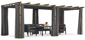 Barbados terasz pergola 3x6 m, Garden Point fa-antracit függönyökkel