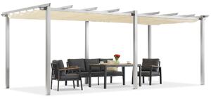 Barbados terasz pergola 3x6 m Garden Point fehér és bézs színben