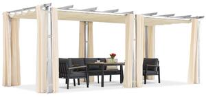 Barbados 3x6 m terasz pergola Garden Point függönyökkel fehér és bézs színben