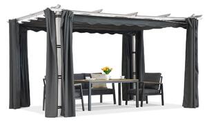 Barbados terasz pergola 3x4 m Garden Point függönyökkel fehér-antracit színben