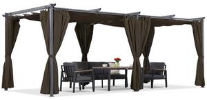 Barna La Palma 3x6m terasz pergola Garden Point függönyökkel