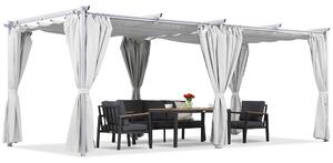 Fehér La Palma 3x6m-es terasz pergola Garden Point függönyökkel