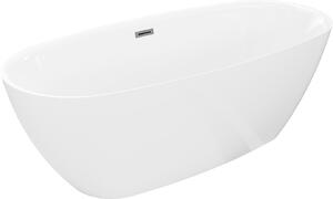 Mexen Luvo Slim szabadon álló kád 170 x 75 cm, fehér, túlfolyó gun gray kefe - 52801707500-66