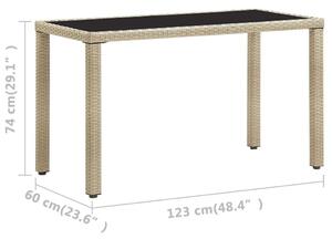 VidaXL bézs polyrattan kerti asztal 123 x 60 x 74 cm