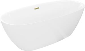 Mexen Luvo Slim szabadon álló kád 170 x 75 cm, fehér, arany túlfolyó - 52801707500-50
