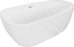 Mexen Giada szabadon álló kád 170 x 90 cm, fehér fényes, túlfolyó kefélt nikkel - 52741709000-97