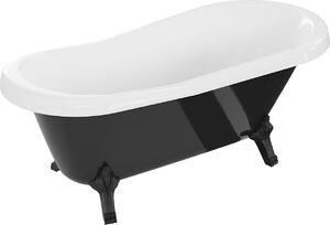 Mexen Retro szabadon álló kád 150 x 73 cm, fehér/fekete, fekete lábak - 53251507375-70