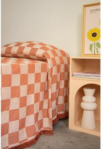 Téglavörös-bézs ágytakaró franciaágyra 240x240 cm Terracota Checkerboard – Really Nice Things