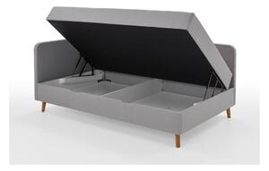 Világosszürke kárpitozott egyszemélyes ágy tárolóhellyel 90x200 cm Cabana – Meise Möbel