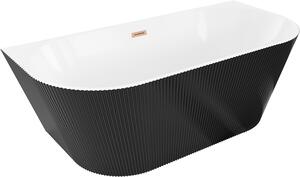 Mexen Oris szabadon álló fali bordázott kád 170 x 80 cm, fehér/fekete, réz túlfolyóval - 52871708075-65