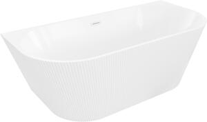 Mexen Oris szabadon álló, bordázott fal melletti kád 150 x 75 cm, fehér, fehér túlfolyó - 52871507500-20