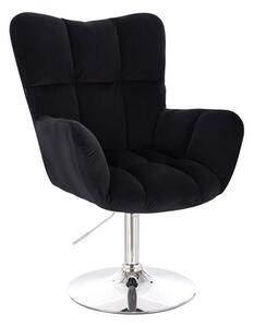 HR650N Fekete modern velúr szék krómozott lábbal
