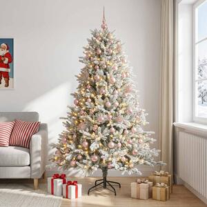 Műfenyő gömbökkel 180 cm 300 LED Meleg fehér PVC és fém