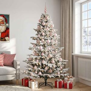 Műkarácsonyfa gömbbel 180 cm 300 LED Meleg fehér PE és PVC