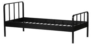 Fekete fém egyszemélyes ágy ágyráccsal 90x200 cm Mees – WOOOD