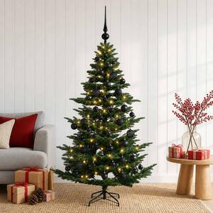 Műkarácsonyfa gömbbel 120 cm 150 LED Meleg fehér PE és PVC Zöld