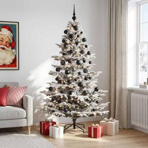 Műkarácsonyfa gömbbel 180 cm 300 LED Meleg fehér PE és PVC