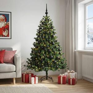Műkarácsonyfa gömbbel 210 cm 300 LED Meleg fehér PVC és fém