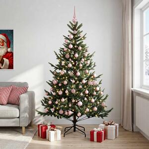 Műkarácsonyfa gömbbel 180 cm 300 LED Meleg fehér PVC és fém