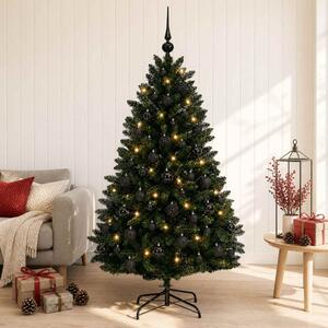 Sötétzöld műfenyő gömbökkel 150 cm 150 LED Meleg fehér