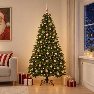 Műkarácsonyfa középzöld gömbökkel 210 cm 300 LED Meleg fehér