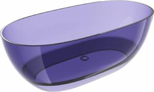 Mexen Pure sötét pala kék szabadon álló, átlátszó kád 170 x 80 cm, króm lefolyó - 58071708010