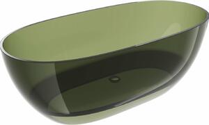 Mexen Pure olíva szabadon álló átlátszó kád 170 x 80 cm, króm lefolyó - 58071708001