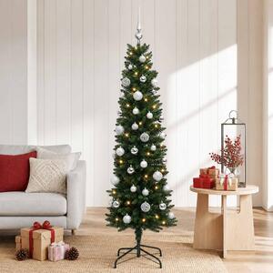 Karcsú műkarácsonyfa gömbökkel 120 cm 150 LED Meleg fehér