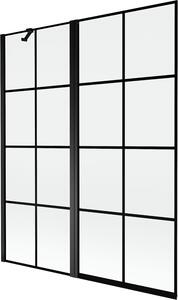 Mexen Mist balos zuhanyfal 2-szárnyú bal 140 x 150 cm, fekete rács, fekete - 8A9-140-011-70-77-L