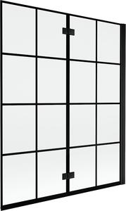 Mexen Mist 2-szárnyú jobbos fürdőszobai paraván 140 x 150 cm, fekete rács, fekete - 8A9-140-002-70-77-P