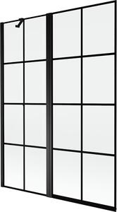 Mexen Mist 2-szárnyas bal zuhanyfal 130 x 150 cm, fekete rács, fekete - 8A9-130-011-70-77-L