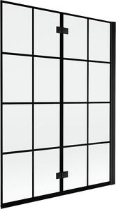 Mexen Mist kádparaván 2-szárnyas jobb 130 x 150 cm, fekete rács, fekete - 8A9-130-002-70-77-P