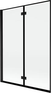 Mexen Mist 2 szárnyú bal oldali fürdőszobai paraván 130 x 150 cm, fekete keret, fekete - 8A9-130-002-70-70-L