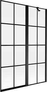 Mexen Mist kádparaván 2 szárnyú jobb 120 x 150 cm, fekete rács, fekete - 8A9-120-011-70-77-P