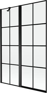 Mexen Mist 2-szárnyú bal oldali kádparaván 120 x 150 cm, fekete rácsos, fekete - 8A9-120-011-70-77-L