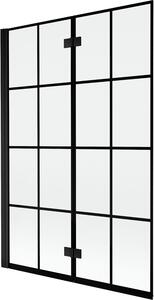 Mexen Mist 2-paneles baloszárny keret bal 120 x 150 cm, fekete rács, fekete - 8A9-120-002-70-77-L