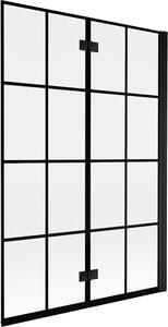 Mexen Mist kádparaván 2-szárnyú jobb 120 x 150 cm, fekete rács, fekete - 8A9-120-002-70-77-P
