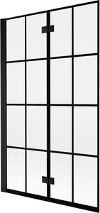 Mexen Mist 2-szárnyú bal oldali kádparaván 110 x 150 cm, fekete rács, fekete - 8A9-110-002-70-77-L